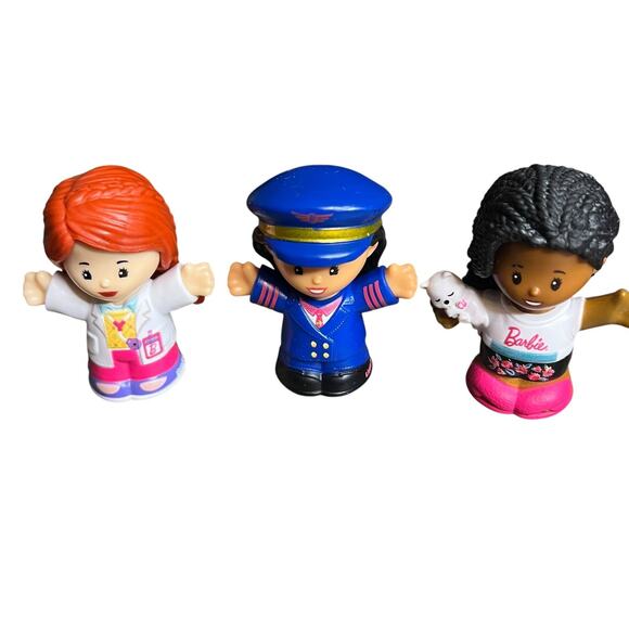 Fisher Price Little People Figure Lot Of 3 Barbie Careers Be Anything Vet Pilot - Picture 1 of 7